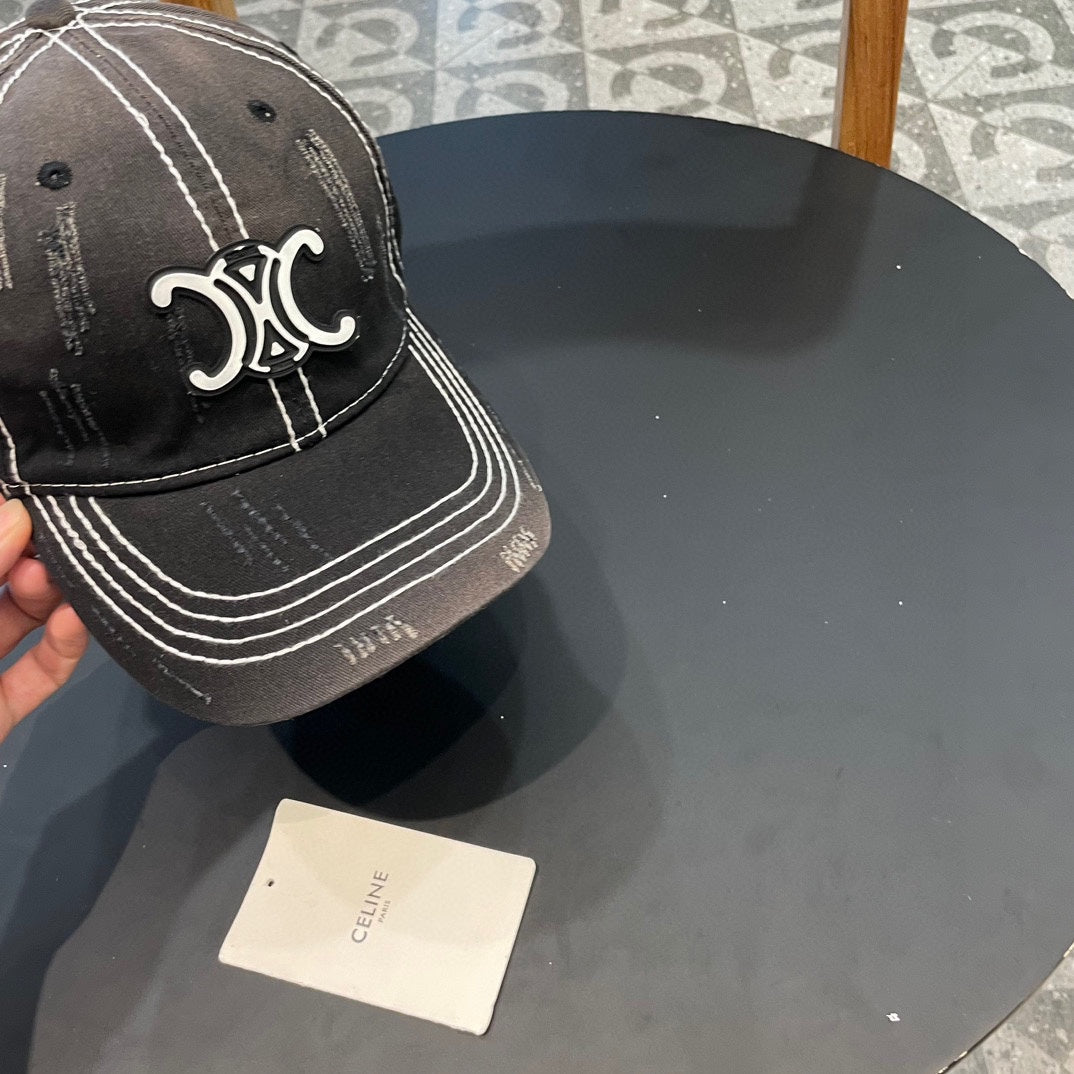 CELINE BASEBALL CAP MODEL 650510 IN BLACK OMBRE COTTON