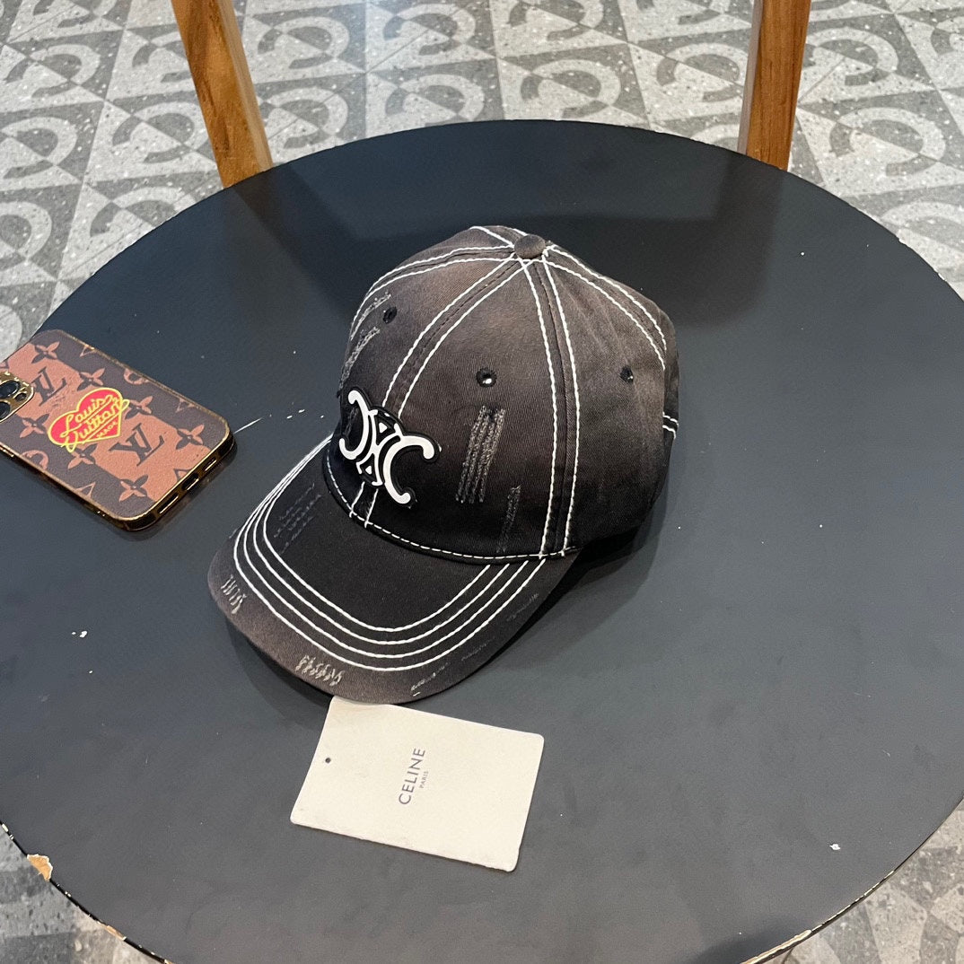 CELINE BASEBALL CAP MODEL 650510 IN BLACK OMBRE COTTON