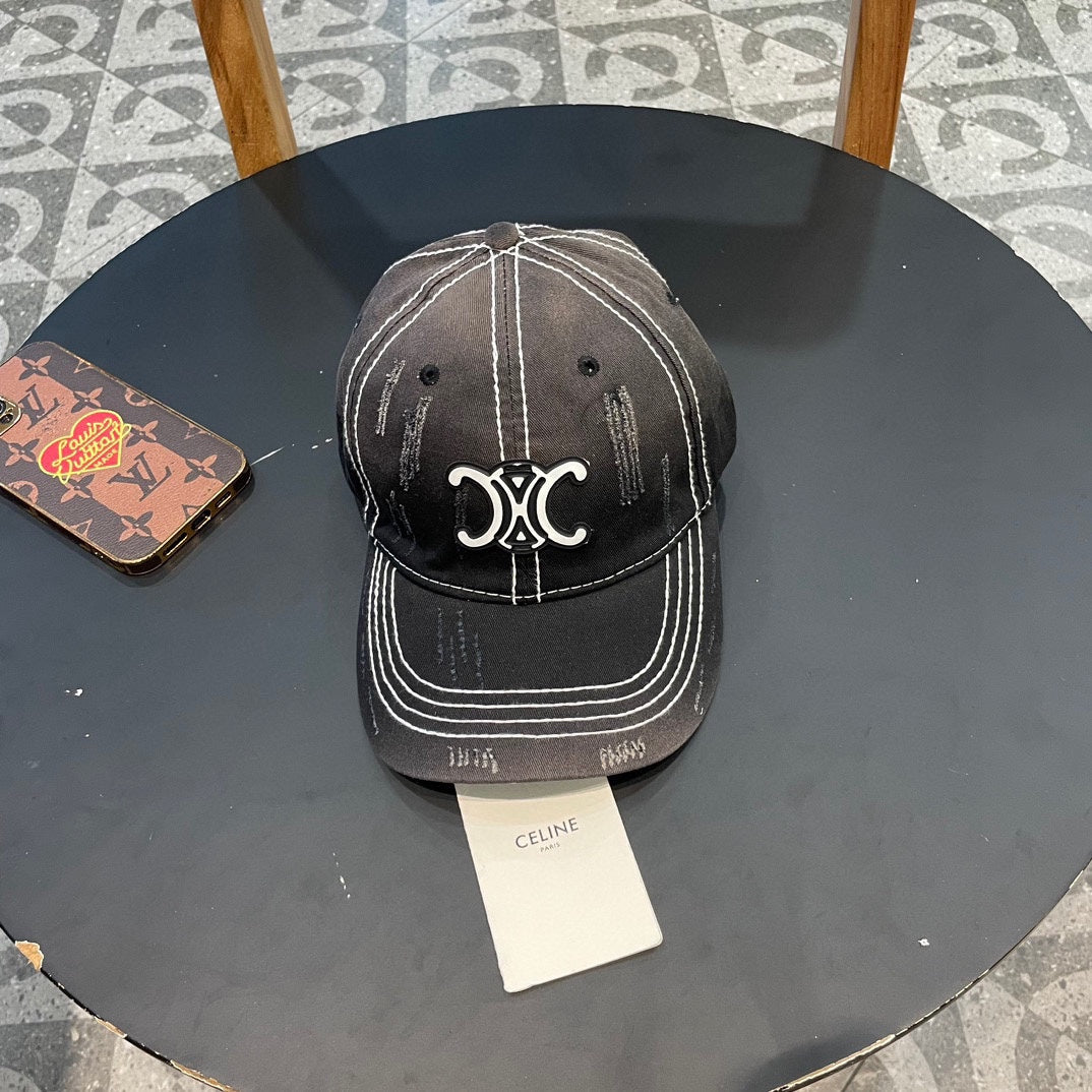CELINE BASEBALL CAP MODEL 650510 IN BLACK OMBRE COTTON