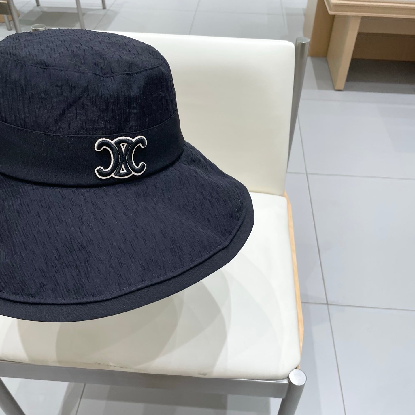 CELINE BUKET HAT MODEL 650498 IN NAVY TEXTURED FABRIC