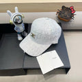 CELINE BASEBALL CAP MODEL 650507 IN WHITE TEXTURED SPARKLE FABRIC