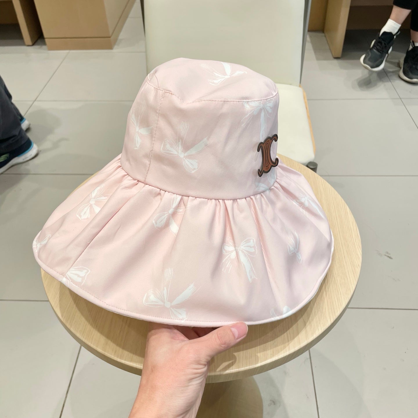 CELINE 25S BUCKET BOW HAT 733401 IN BABY PINK