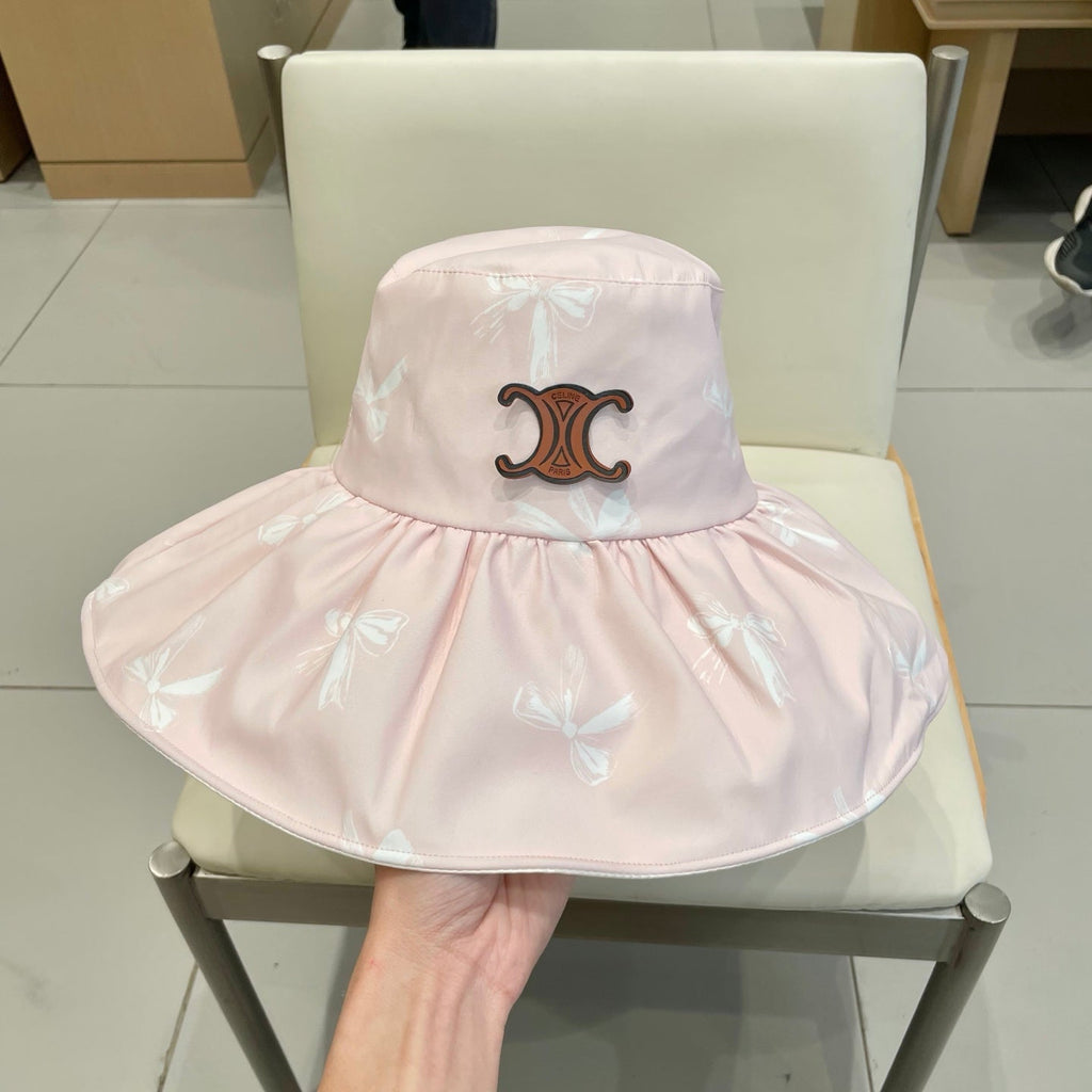 CELINE 25S BUCKET BOW HAT 733401 IN BABY PINK