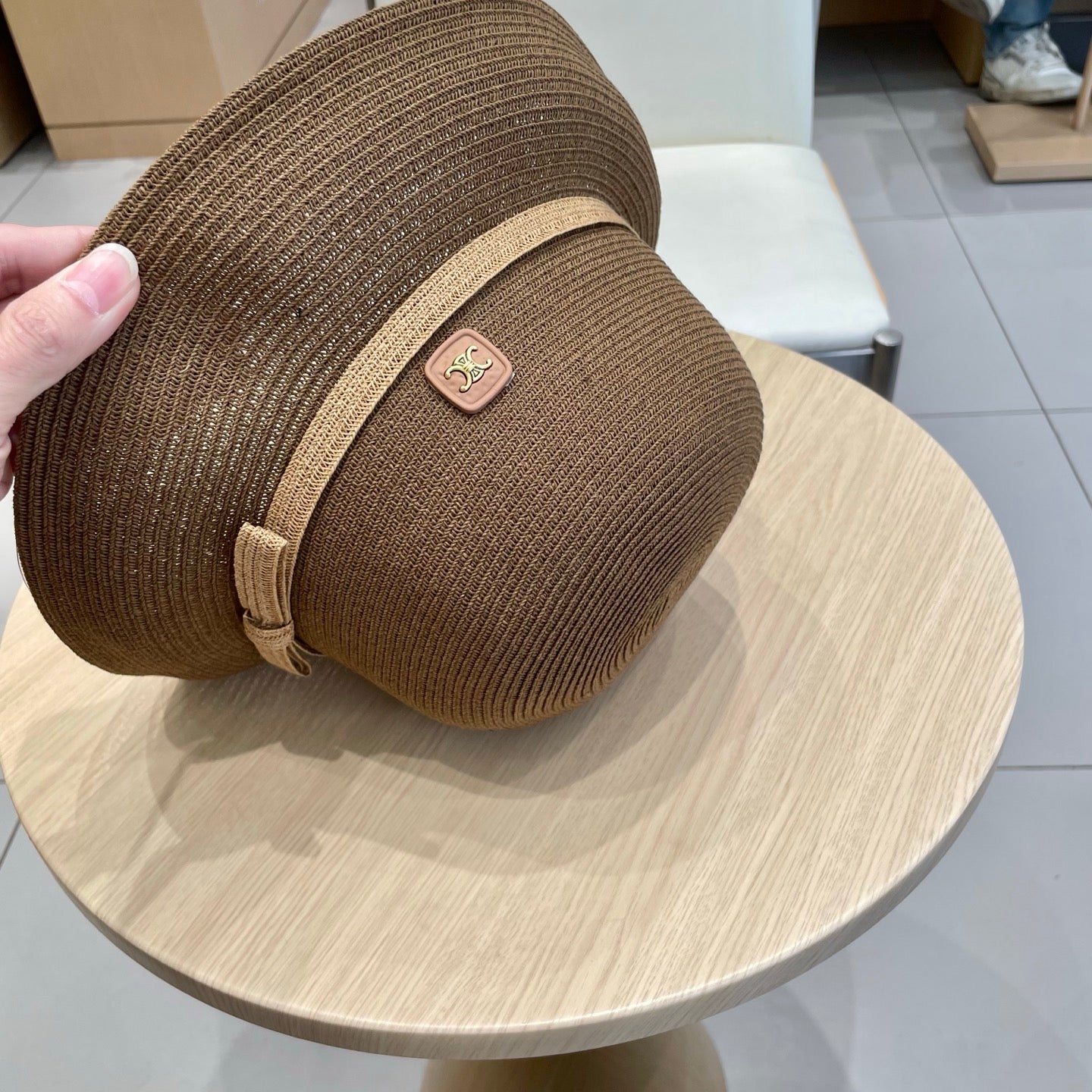 CELINE BUKET HAT MODEL 650559 IN BROWN SPRAY FABRIC