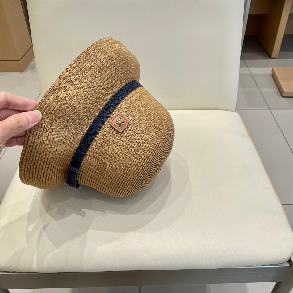 CELINE BUKET HAT MODEL 650562 IN LIGHT BROWN SPRAY FABRIC