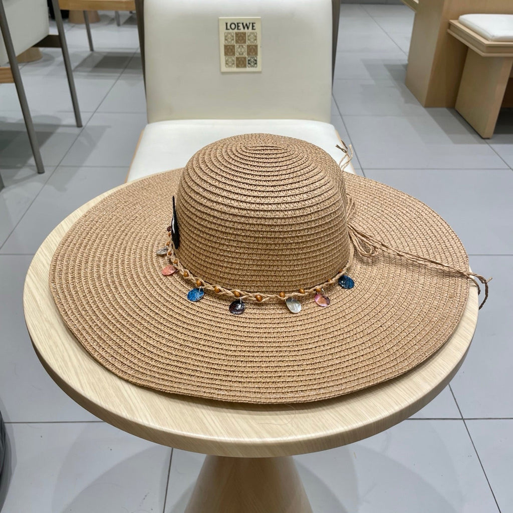 CELINE WIDE BRIM HAT MODEL 652183 IN NATURAL WOVEN STRAW