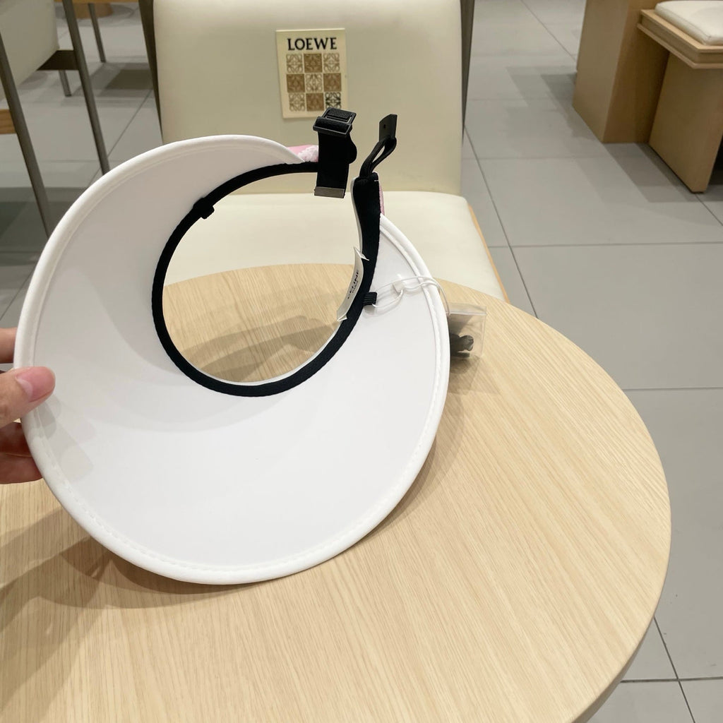 CELINE VISOR HAT MODEL 652203 IN PINK AND WHITE FABRIC