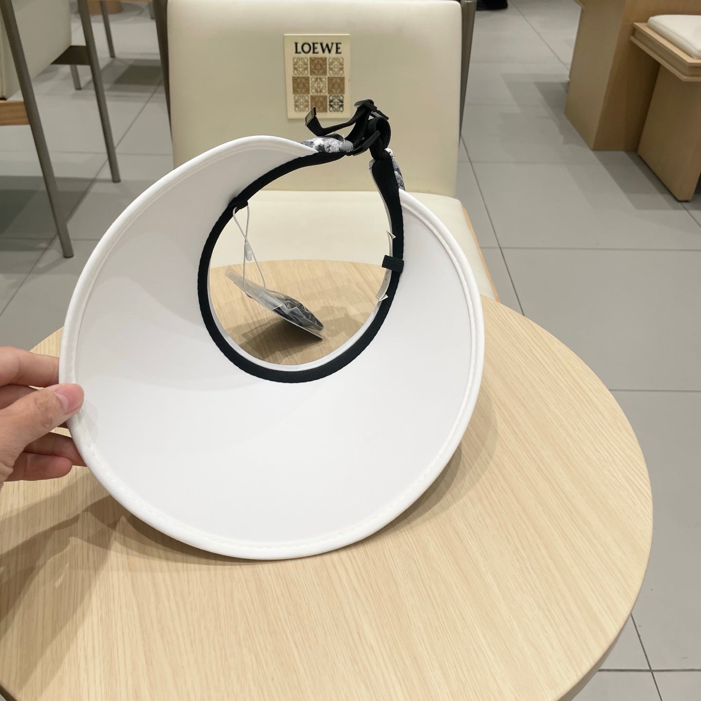 CELINE VISOR HAT MODEL 652204 IN GREY AND WHITE FABRIC
