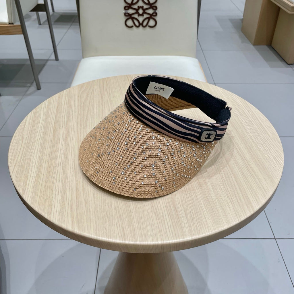 CELINE VISOR HAT MODEL 652214 IN NATURAL WOVEN STRAW