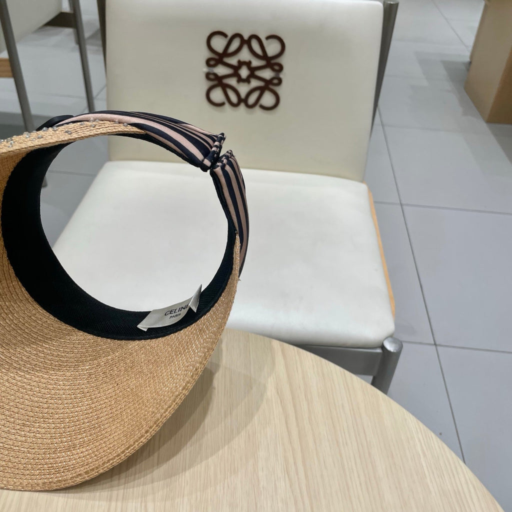 CELINE VISOR HAT MODEL 652214 IN NATURAL WOVEN STRAW