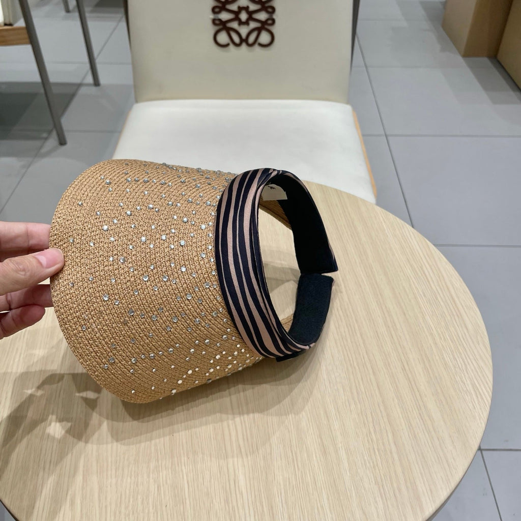 CELINE VISOR HAT MODEL 652214 IN NATURAL WOVEN STRAW