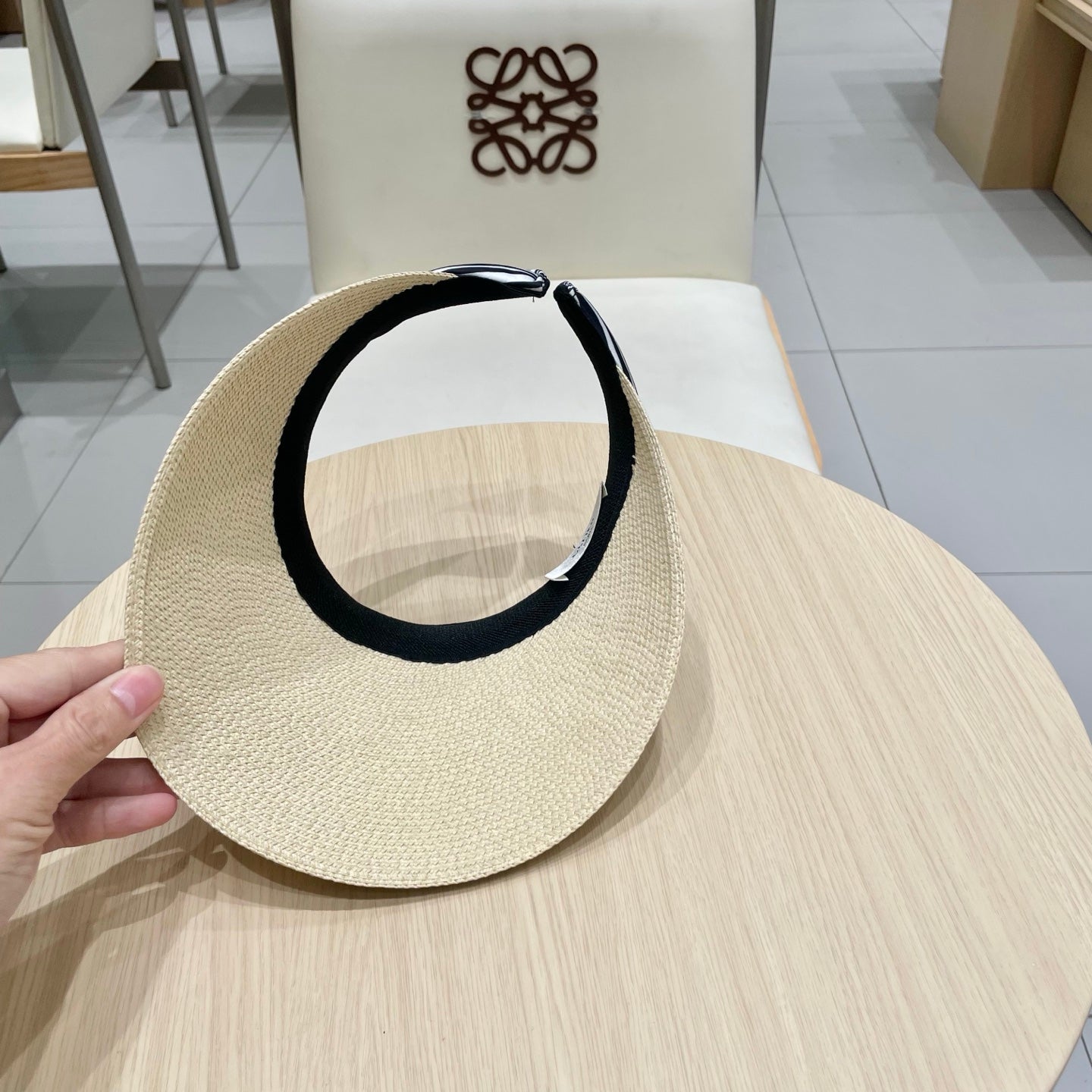 CELINE VISOR HAT MODEL 652216 IN BEIGE WOVEN STRAW