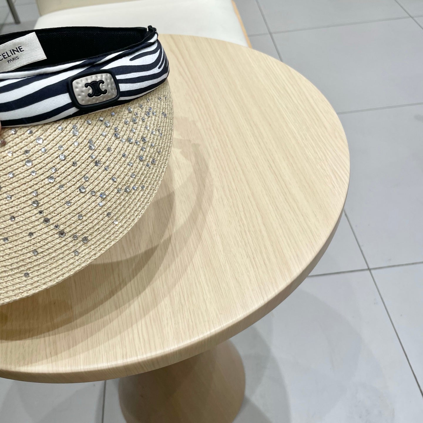 CELINE VISOR HAT MODEL 652216 IN BEIGE WOVEN STRAW