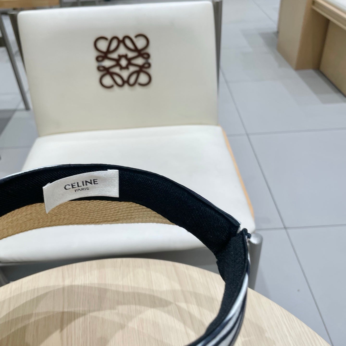 CELINE VISOR HAT MODEL 652216 IN BEIGE WOVEN STRAW