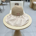CELINE WIDE BRIM HALF HEAD HAT MODEL 650678 IN DARK BEIGE MESH FABRIC