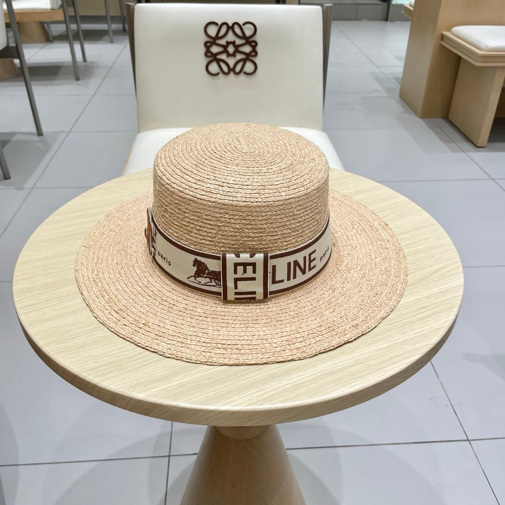 CELINE WIDE BRIM HAT MODEL 652232 IN NATURAL WOVEN STRAW