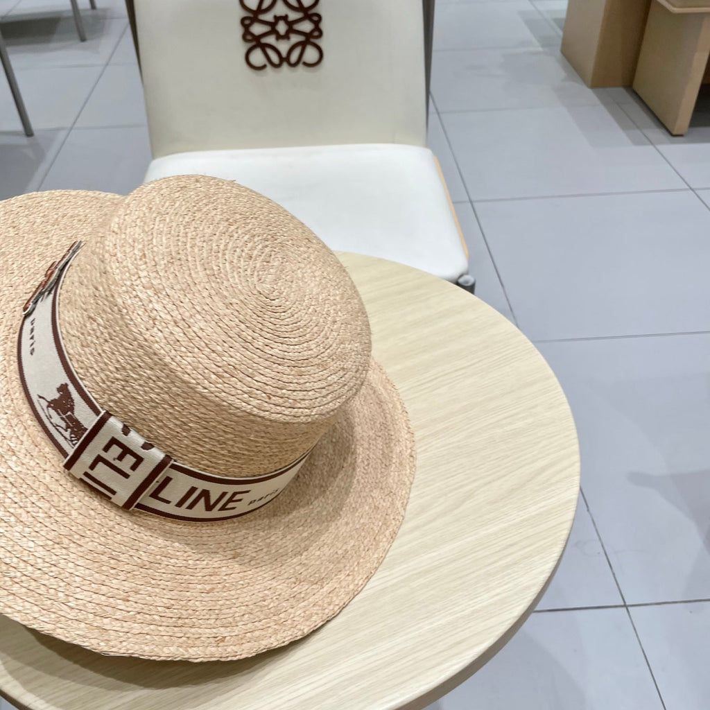 CELINE WIDE BRIM HAT MODEL 652232 IN NATURAL WOVEN STRAW