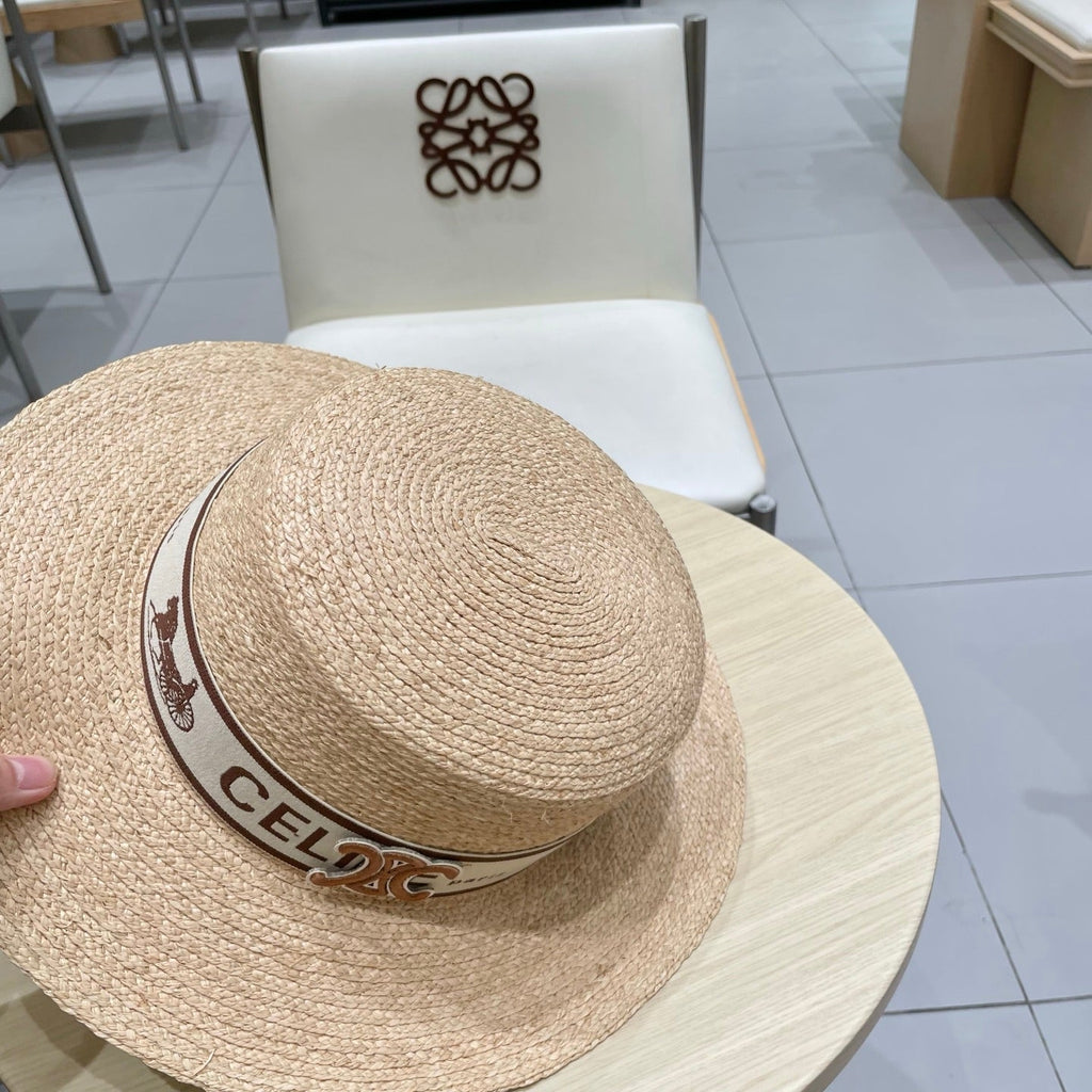 CELINE WIDE BRIM HAT MODEL 652232 IN NATURAL WOVEN STRAW