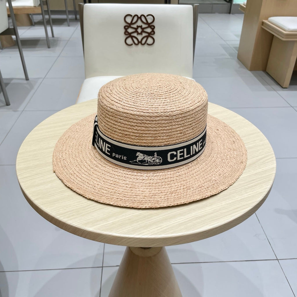 CELINE WIDE BRIM HAT MODEL 652233 IN NATURAL WOVEN STRAW