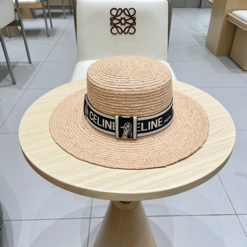 CELINE WIDE BRIM HAT MODEL 652233 IN NATURAL WOVEN STRAW
