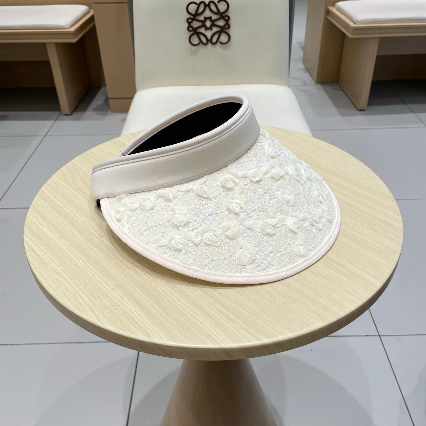 CHANEL HALF HEAD WIDE BRIMMED SUN HAT IVORY 672688