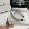 CHANEL COLORFUL VOILE FABRIC WITH PEARL CHAIN HAIRBAND 410874