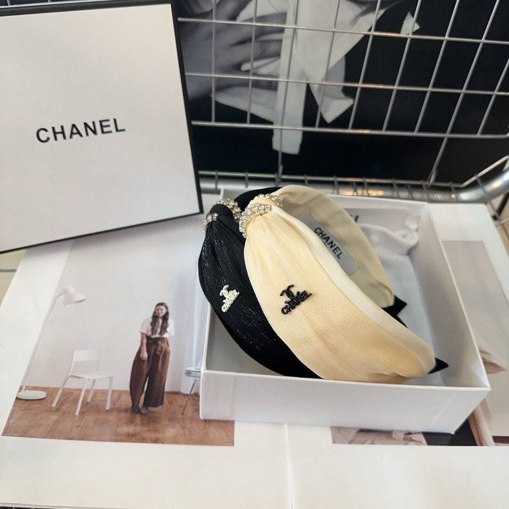 CHANEL BEIGE CREAM SILK AND FABRIC HAIRBAND 410876