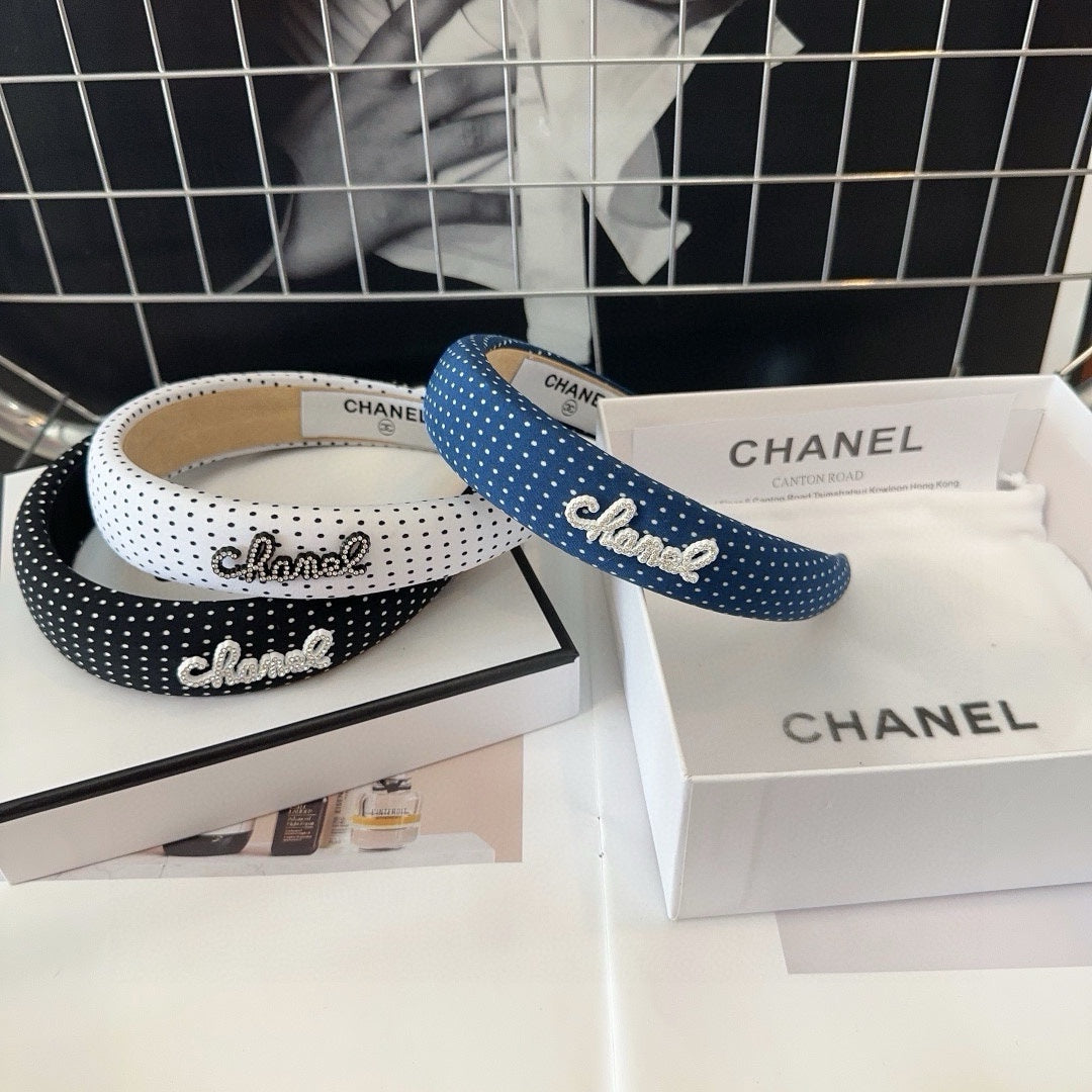 CHANEL BLACK FABRIC HAIRBAND 423658