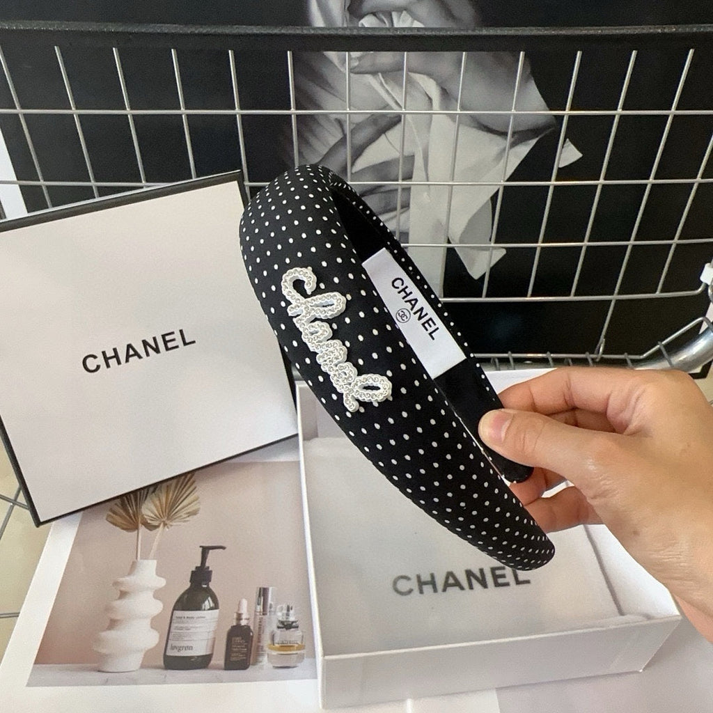 CHANEL BLACK FABRIC HAIRBAND 423658