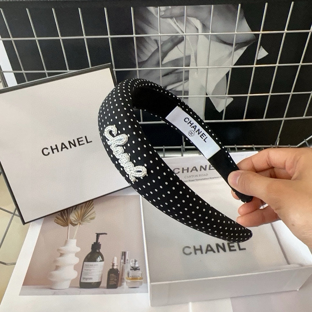 CHANEL BLACK FABRIC HAIRBAND 423658