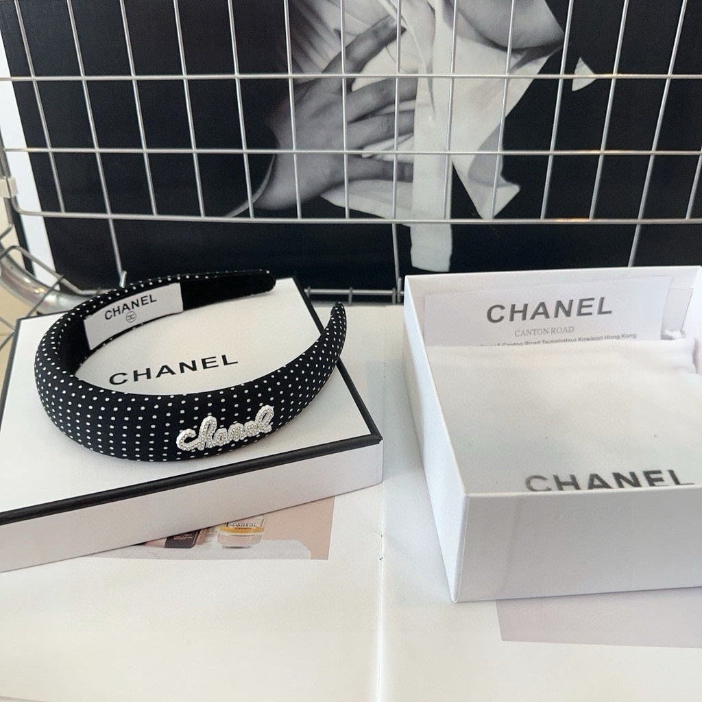 CHANEL BLACK FABRIC HAIRBAND 423658