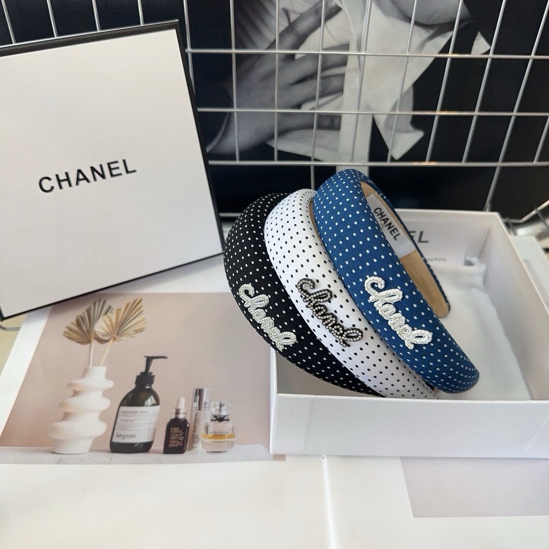 CHANEL NAVY BLUE FABRIC HAIRBAND 423659