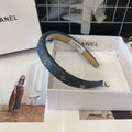 CHANEL BLACK DENIM FABRIC HAIRBAND 423664