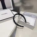 CHANEL BLACK MIX WHITE FABRIC HAIRBAND 425530