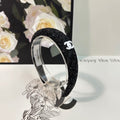 CHANEL BLACK TWEED HAIRBAND 124639