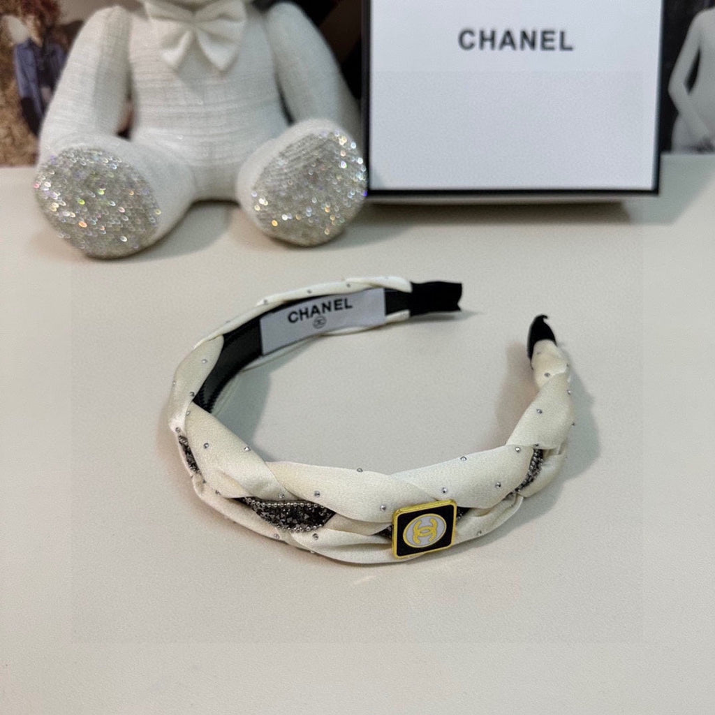 CHANEL HAIRBAND LOGO WHITE FOR WOMEN 151339