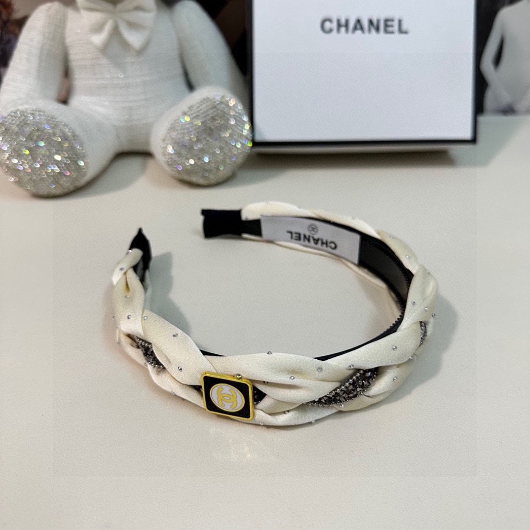 CHANEL HAIRBAND LOGO WHITE FOR WOMEN 151339