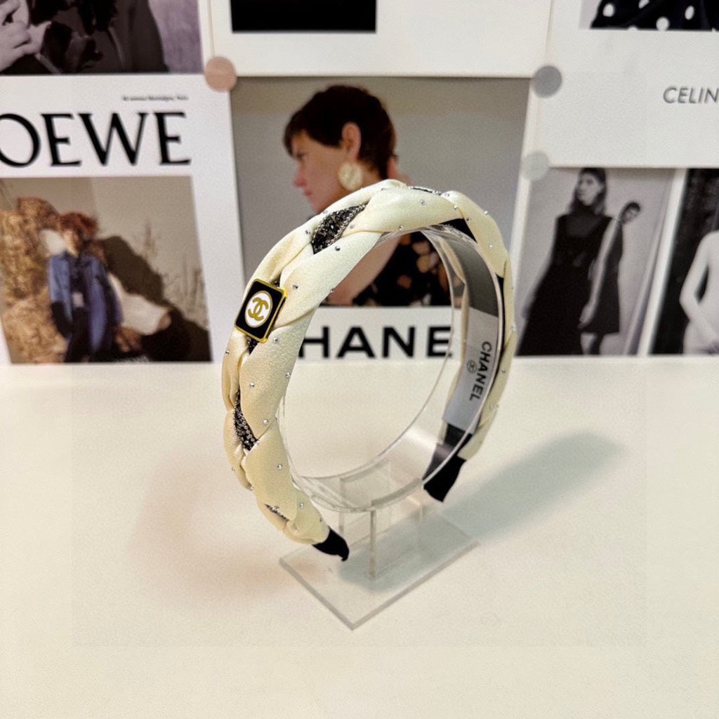 CHANEL HAIRBAND LOGO WHITE FOR WOMEN 151339