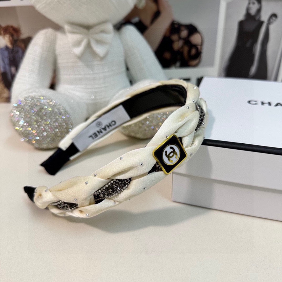 CHANEL HAIRBAND LOGO WHITE FOR WOMEN 151339