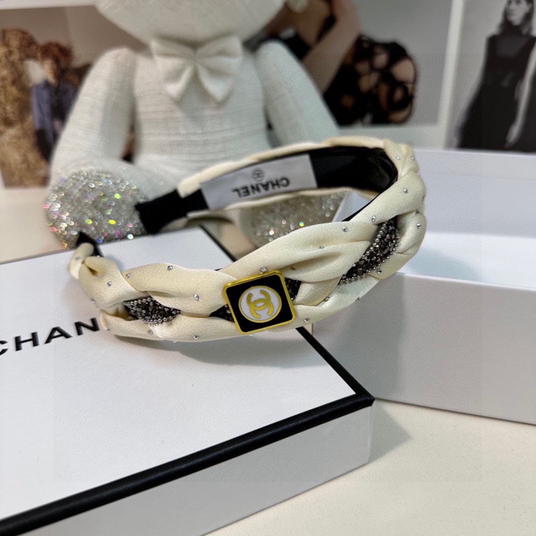 CHANEL HAIRBAND LOGO WHITE FOR WOMEN 151339