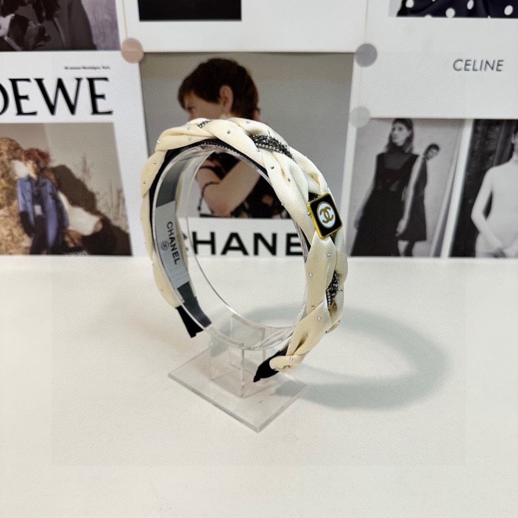 CHANEL HAIRBAND LOGO WHITE FOR WOMEN 151339