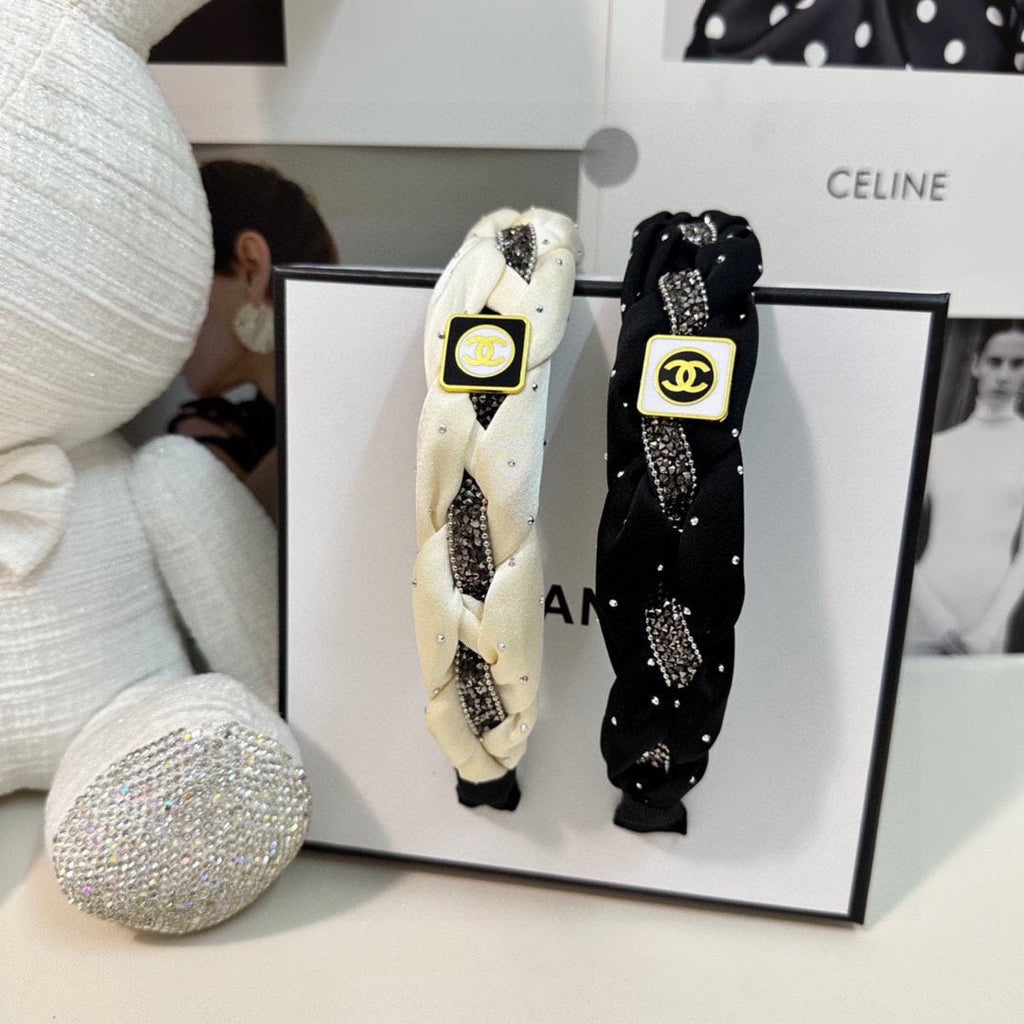 CHANEL HAIRBAND LOGO BLACK FOR WOMEN 151340