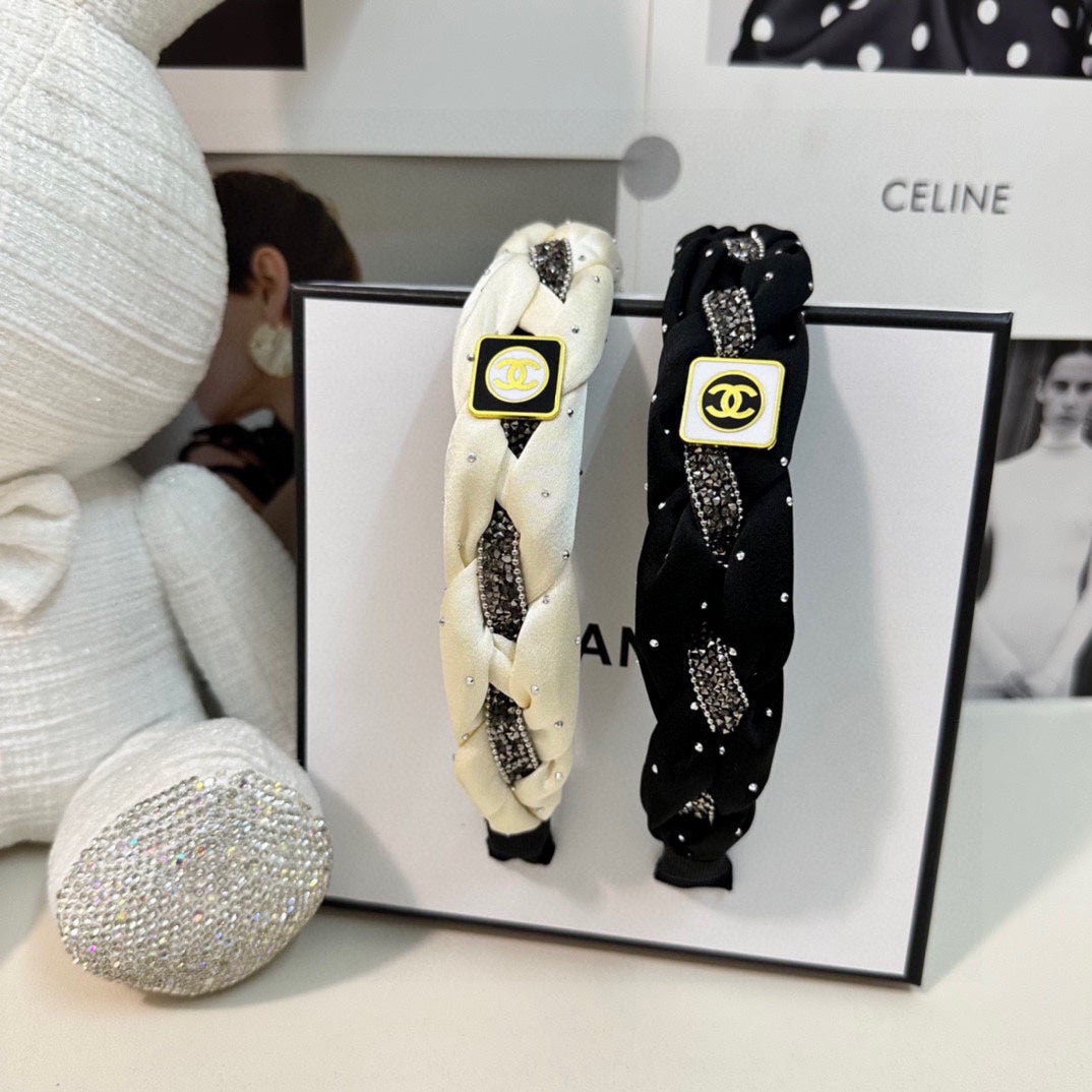 CHANEL HAIRBAND LOGO BLACK FOR WOMEN 151340