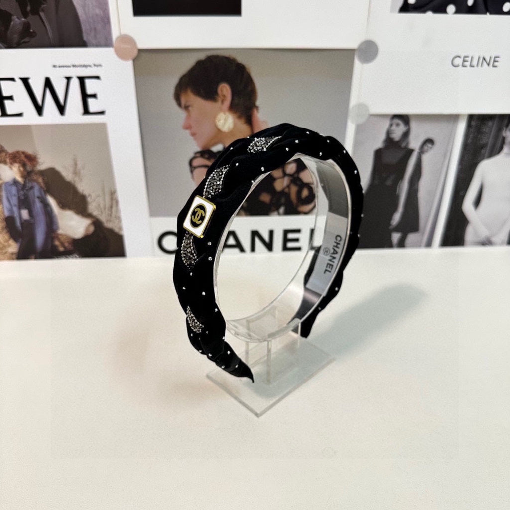 CHANEL HAIRBAND LOGO BLACK FOR WOMEN 151340