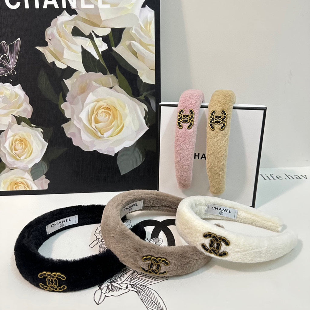 CHANEL BISCOTTI YELLOW SHEARLING HEADBAND 151382