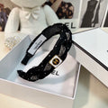 CHANEL BLACK FABRIC HAIRBAND WITH CRYSTAL 412475