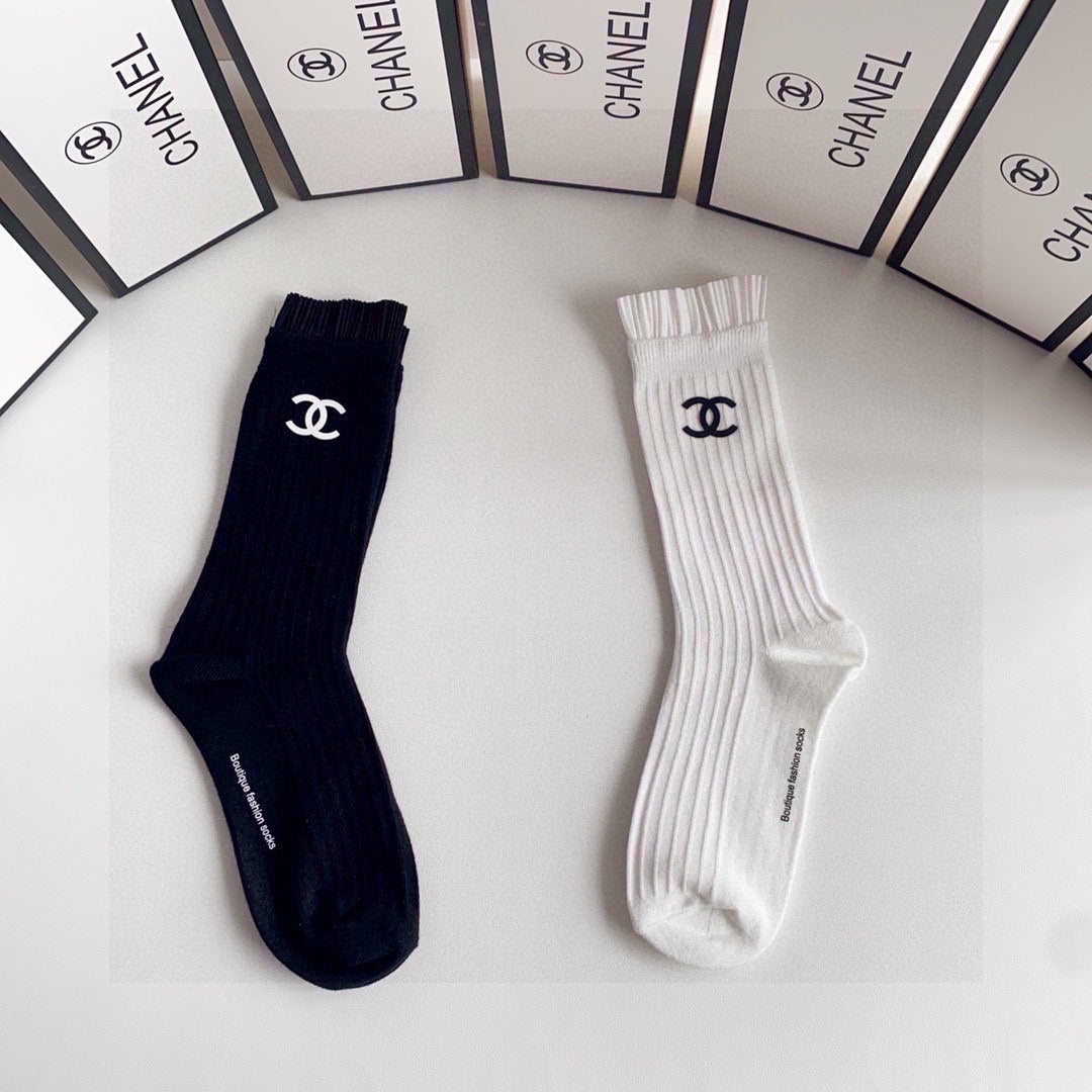 CHANEL CREW SOCKS 417460 ( 1 BOX )