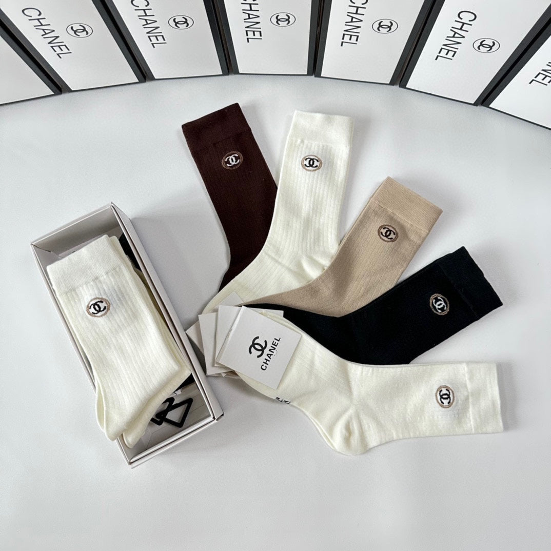 CHANEL CREW SOCKS 417476 ( 1 BOX )