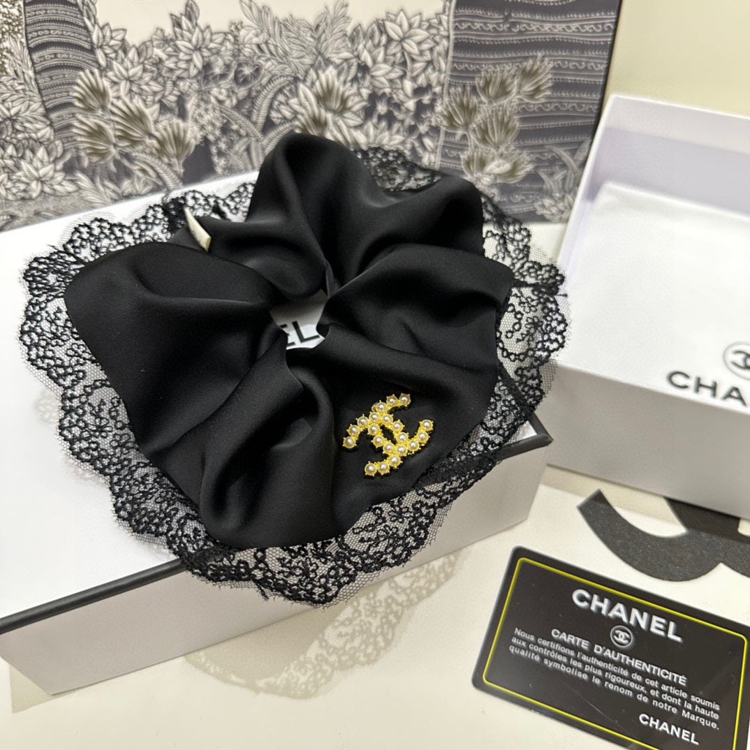 CHANEL BLACK SILK SCRUNCHIE 432826