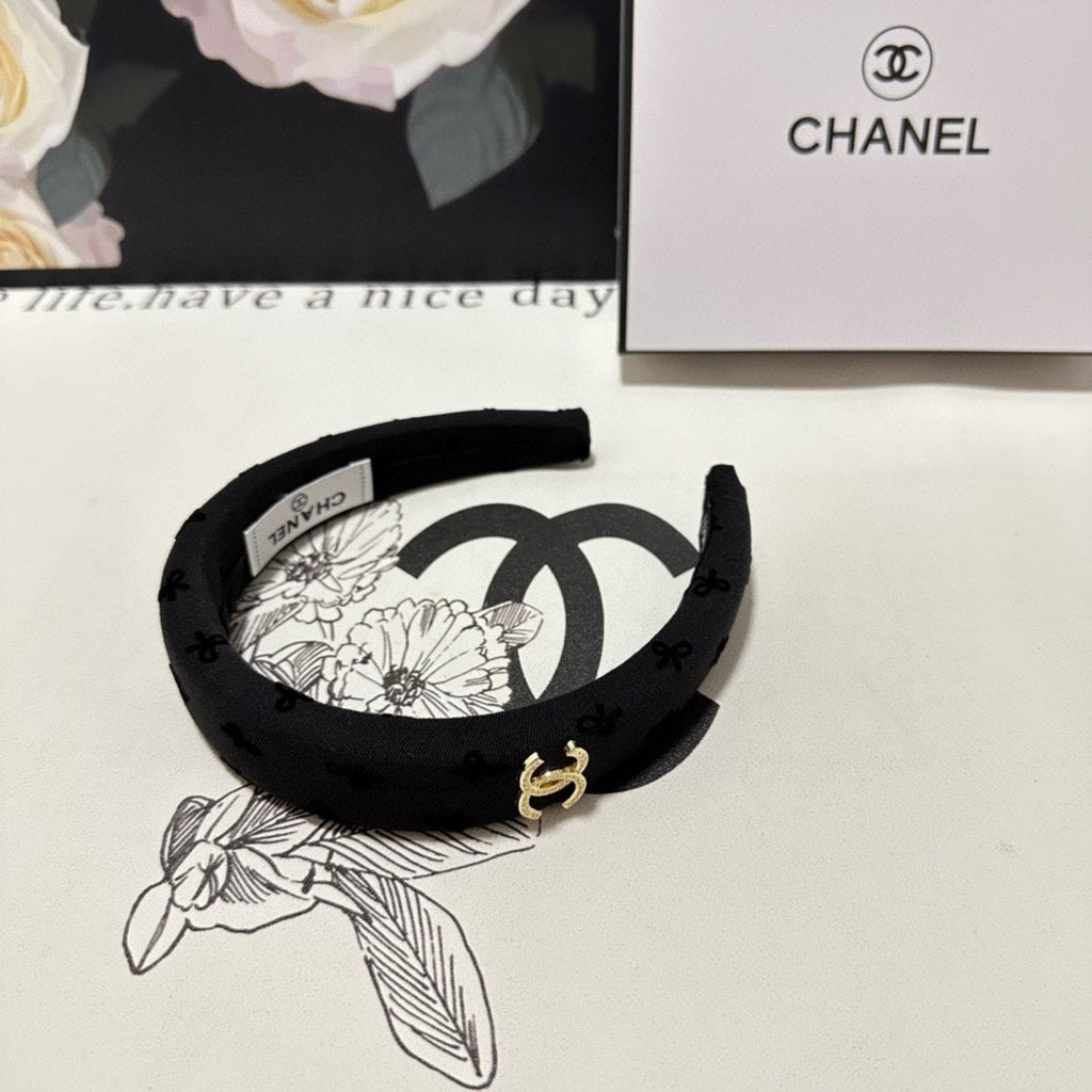 CHANEL BLACK FABRIC HAIRBAND 432839